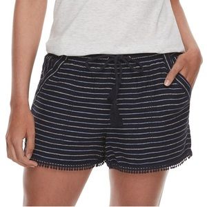 Blue and white striped linen shorts medium